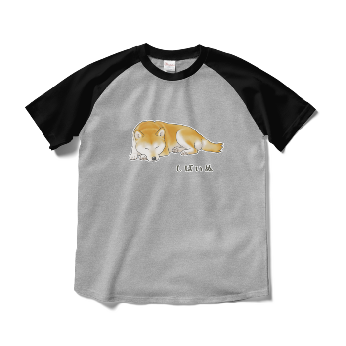 ラグランTシャツ - M - 杢グレー×ブラック / Size M, Heather Grey & Black