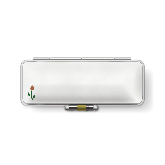 オレンジチューリップは小さい白