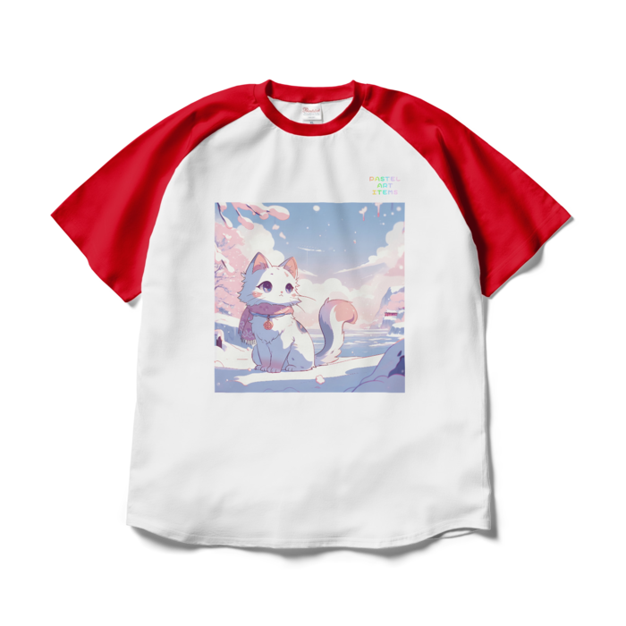 ラグランTシャツ - XL - ホワイト×レッド