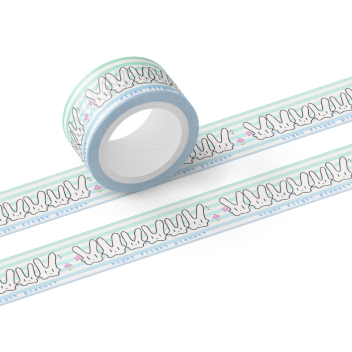 夜間飛行惑星 おさんぽうさぎボーダーテープ 幅mm 夜間飛行惑星 青 おがわさとし雑貨店 ほか Booth
