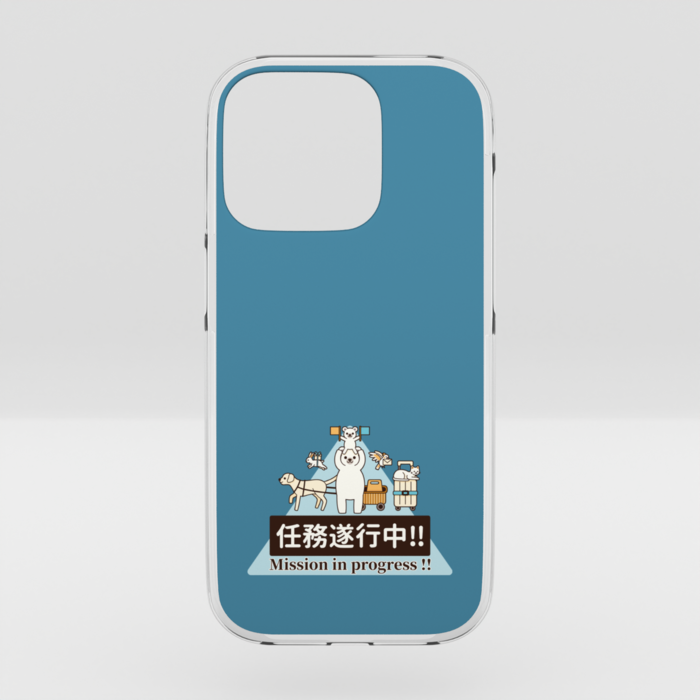 クリアiPhoneケース　くすみ青緑色　iPhone 14Pro