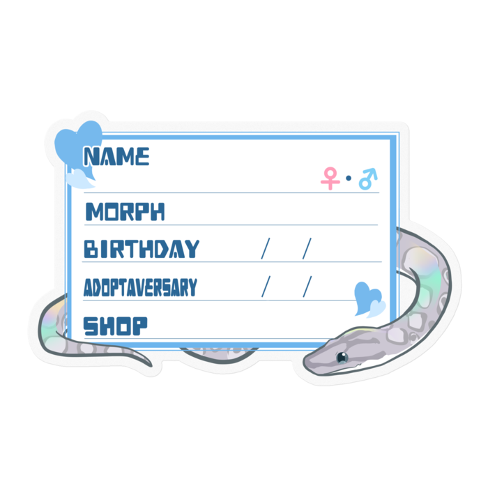 【🐍お名前ステッカー】コロニジ(アザン) ‐ハート／ブルー(英語)