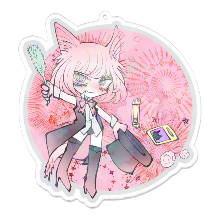 コーティングアクキー（マジシャン猫山さん)100 x 100 (mm)