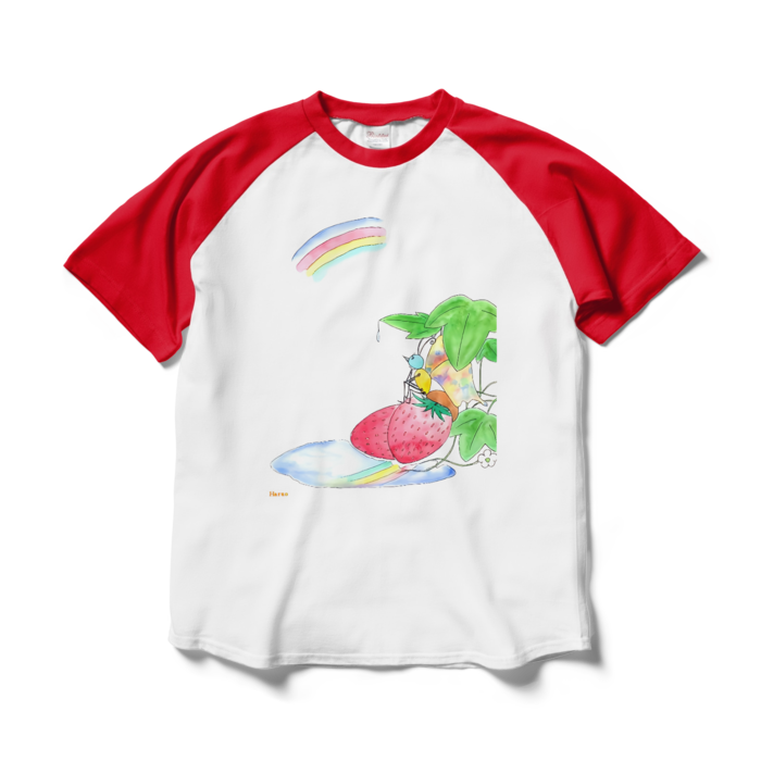 ラグランTシャツ - L - ホワイト×レッド