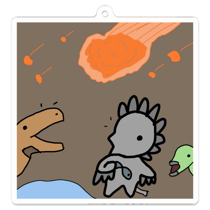 アクリルキーホルダー - 70 x 70 (mm) - 燃える火球が降ってきた？