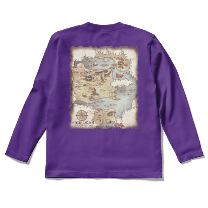 背面マップロングスリーブTシャツ - S - パープル
