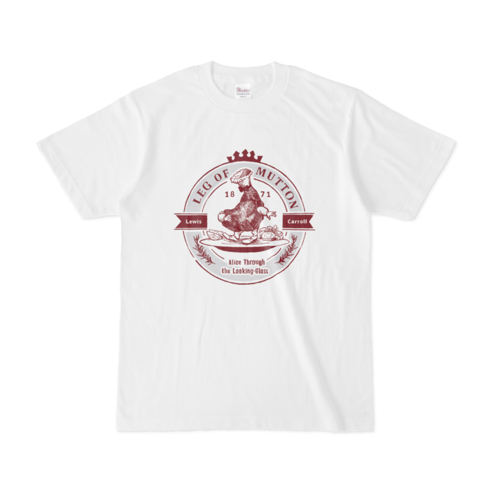 Tシャツ - S - 白(茶＆水色インク)