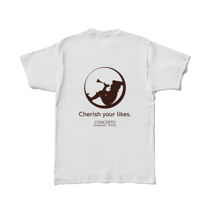 背面プリントTシャツ-アッシュ(L)