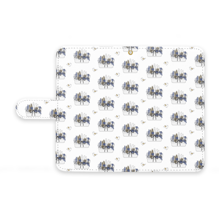 手帳型AndroidケースB　ストラップ穴あり　白色（ホワイト）　M（中）