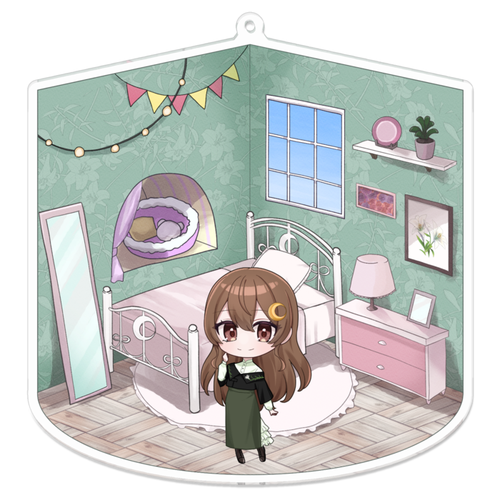 アクリルキーホルダー お部屋＋人物（昼）- 100x100mm