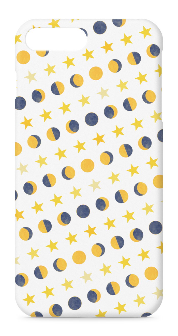 iPhoneケース・月と星・白:iPhone 8 Plus / 7 Plus - 側面あり