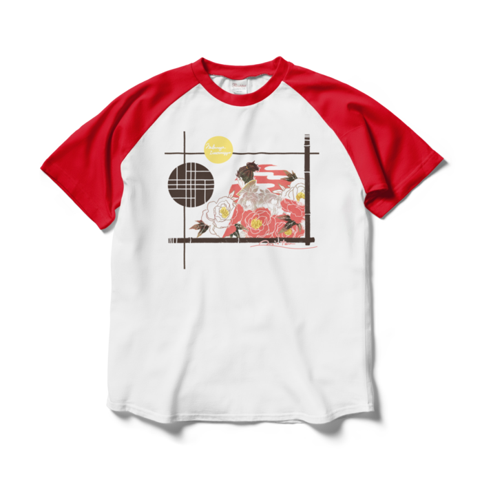 ラグランTシャツ - L - ホワイト×レッド(1)