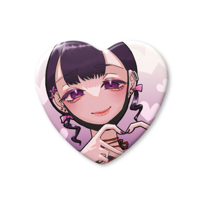 ハート缶バッジ - 57 × 52.5mm