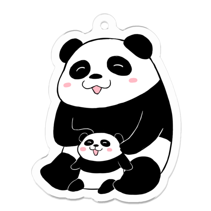 パンダのアクリルキーホルダー - 50 x 50 (mm)