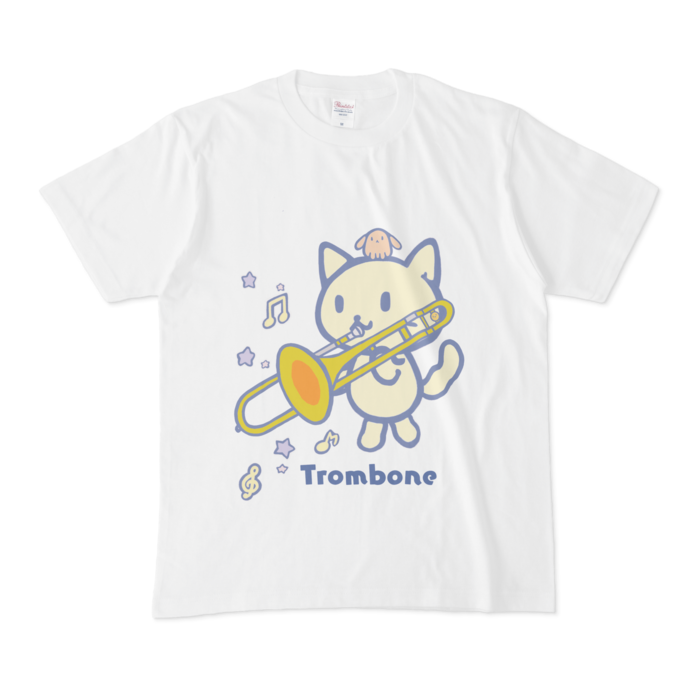 メゾピアノ　140130 鼓笛隊 Tシャツ スカート　ねこマーチ音楽音符 トロンボーンTシャツ音符ネコ - neconoongakutai - BOOTH