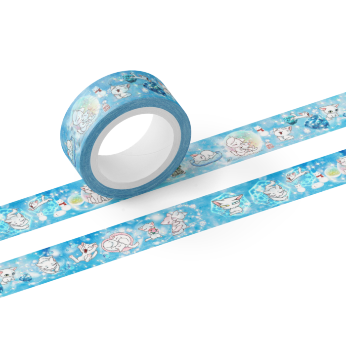 マスキングテープ15mmクリスタル猫-2-blue