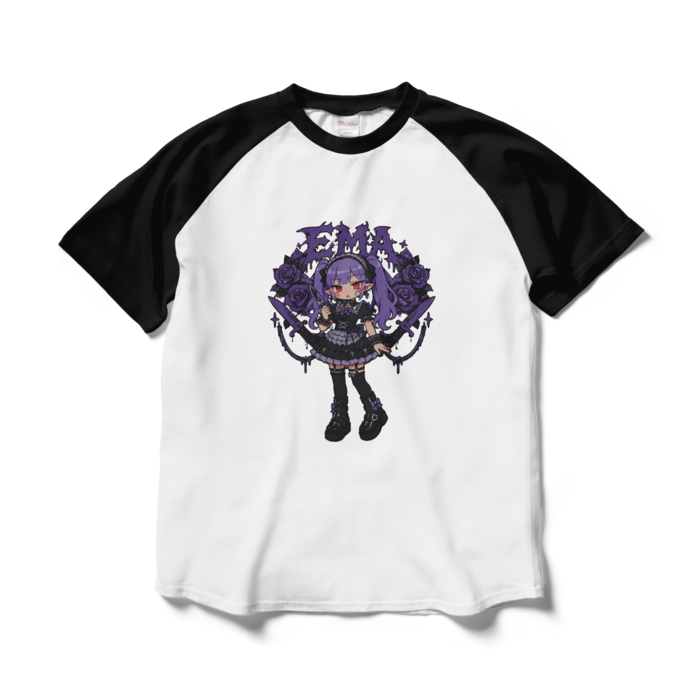 ラグランTシャツ - L - ホワイト×ブラック
