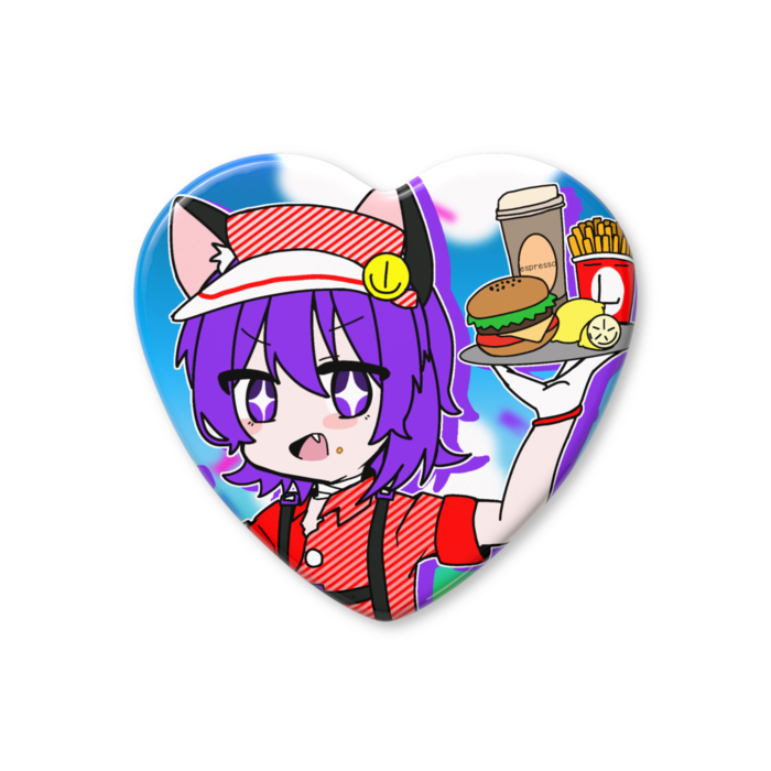 ハート缶バッジ - 52.5 × 57mm
