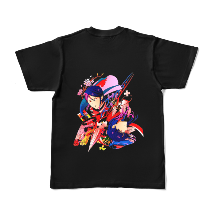 カラーTシャツ - S - ブラック (濃色)(レトロカラー)正面ワンポイントなし背面のみ