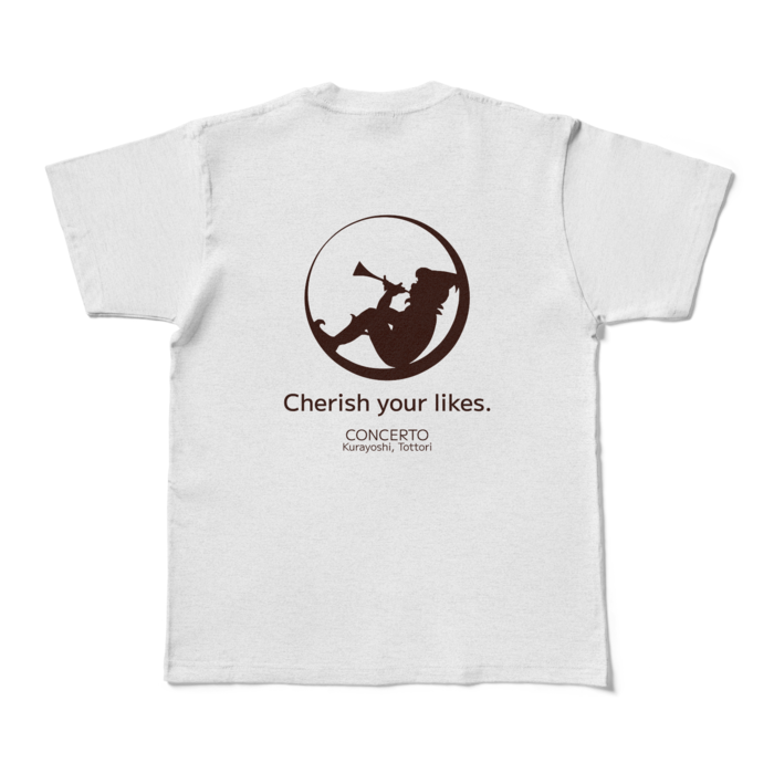 背面プリントTシャツ-アッシュ(M)