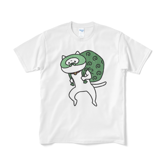 【デカねこ】こそ泥ねこ（大プリント／カラー）Tシャツ - M - ホワイト