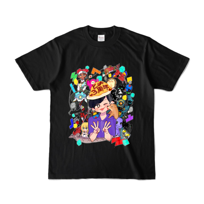 カラーTシャツ - S - ブラック (濃色)(表プリント)