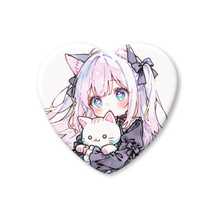 ハート缶バッジ - 57 × 52.5mm