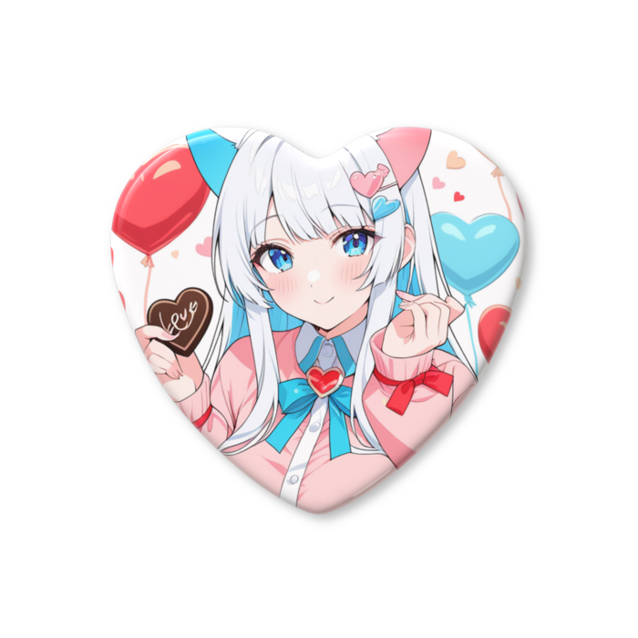 ハート缶バッジ - 57 × 52.5mm
