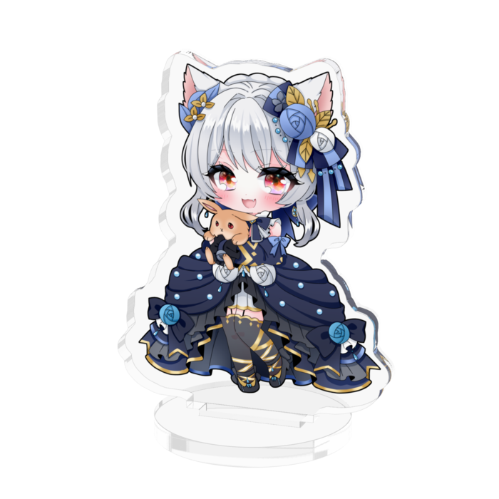 猫耳のりあ（赤目）アクリルフィギュア - 50x50mm
