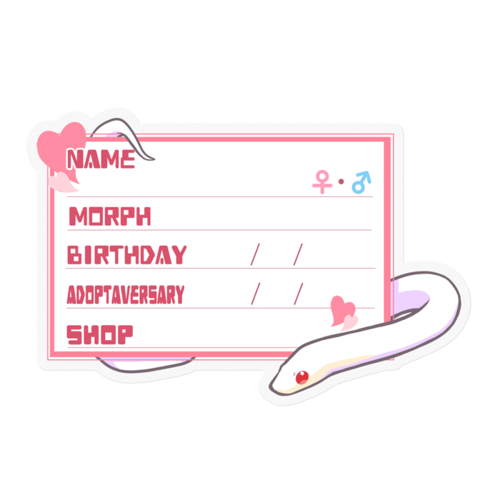 【🐍お名前ステッカー】コーンスネーク(ブリザード)-ハート／ピンク(英語)