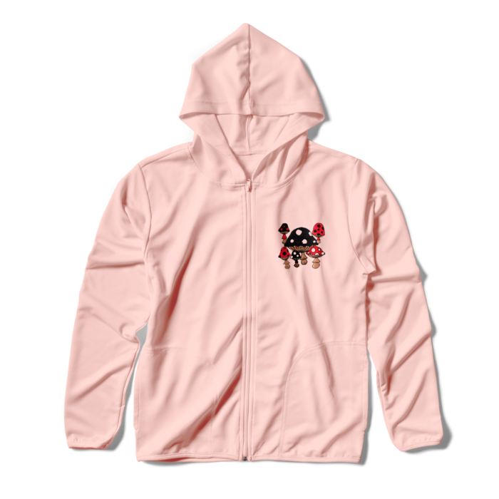 (両面プリント)きのこドライジップパーカー - S - ライトピンク