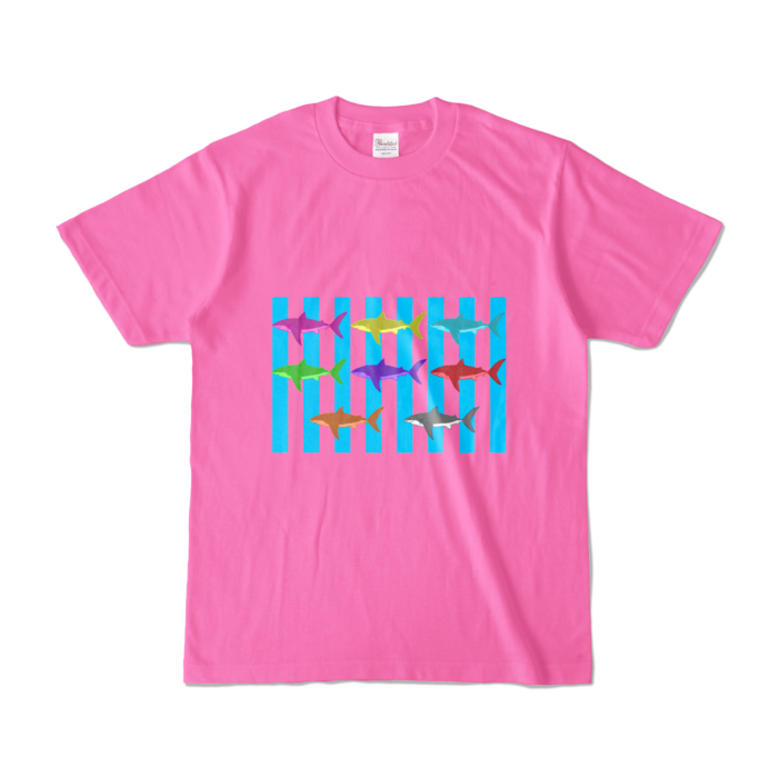 (ブルー)カラーTシャツ - S - ピンク (濃色)(3)