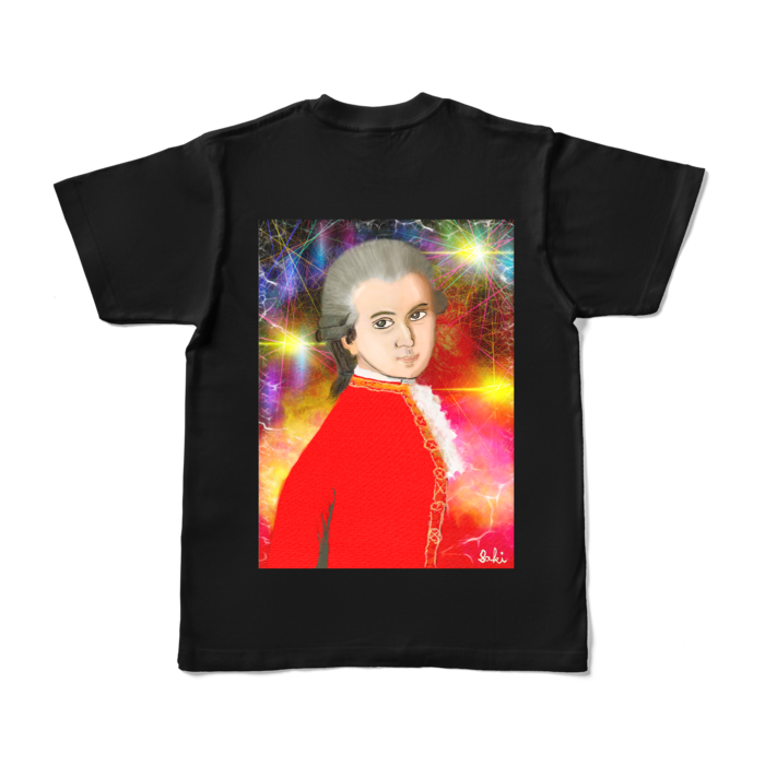背面P カラーTシャツ - S - ブラック (濃色)
