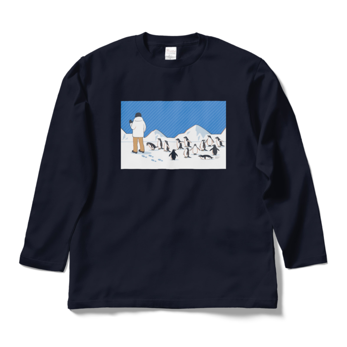 ロングスリーブTシャツ　青色×紺色　L