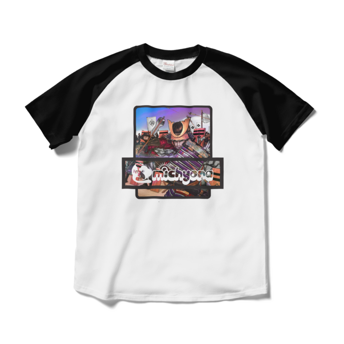 ラグランTシャツ - M - ホワイト×ブラック