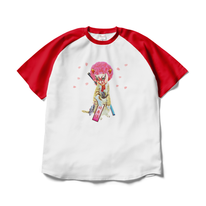 ラグランTシャツ - XL - ホワイト×レッド