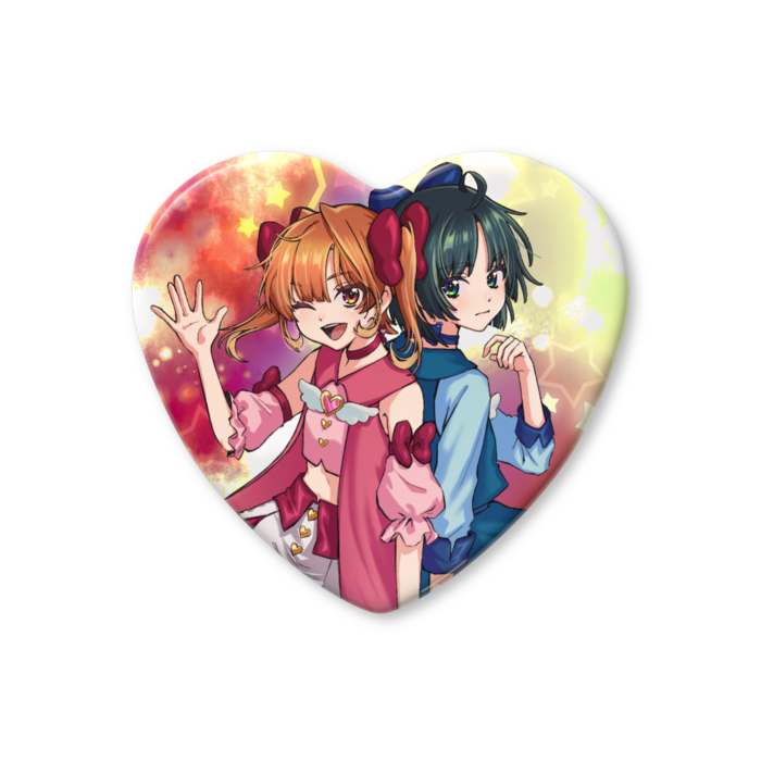 ハート缶バッジ - 52.5 × 57mm