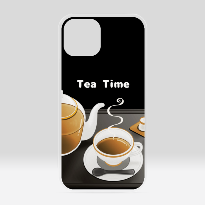 クリアiPhoneケース　紅茶×黒背景　iPhone 13