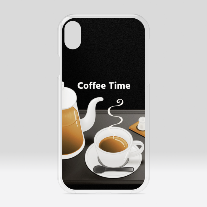 クリアiPhoneケース　珈琲×黒背景　iPhone XR