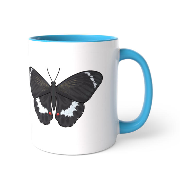 蝶柄マグカップ - ブルー
