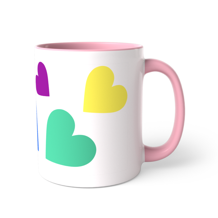 カラフルハートマグカップ　ピンク