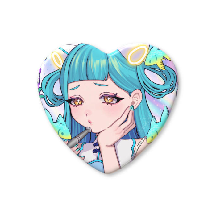 ハート缶バッジ - 57 × 52.5mm
