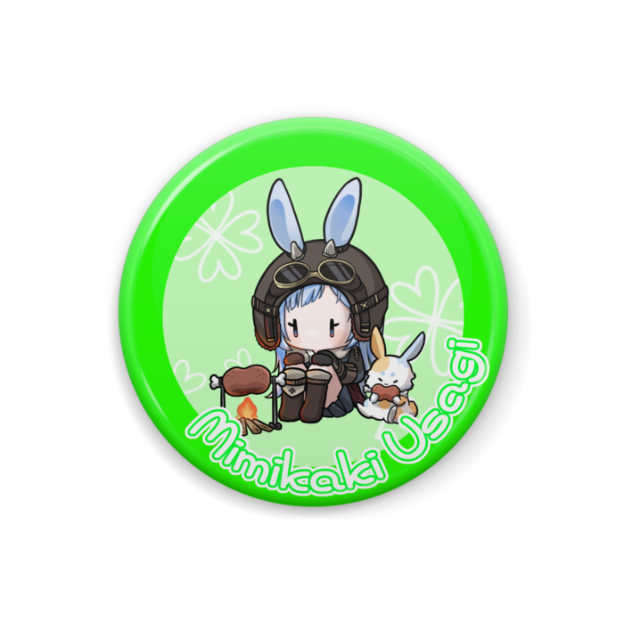 うさぎ缶バッジ～緑ver～