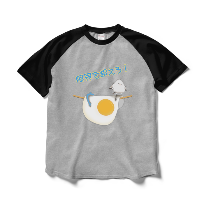 ラグランTシャツ - L - 杢グレー×ブラック