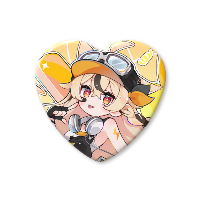 ハート缶バッジ - 57 × 52.5mm