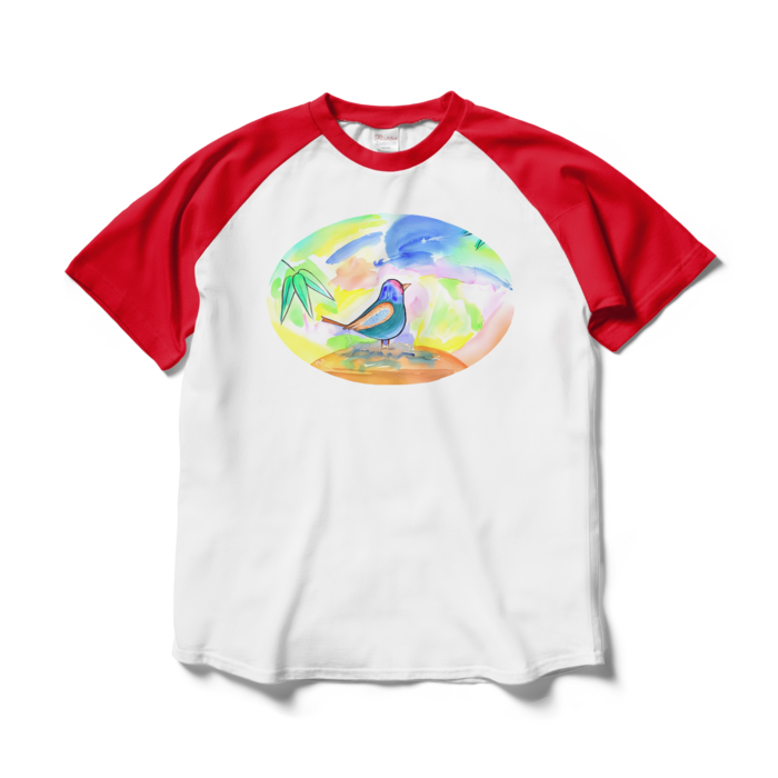 ラグランTシャツ - L - ホワイト×レッド