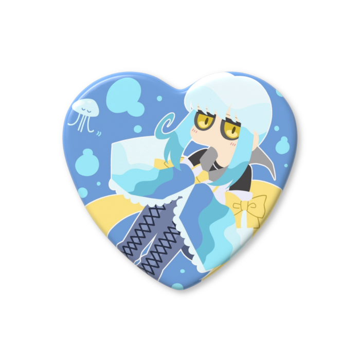 ハート缶バッジ - デフォルメ