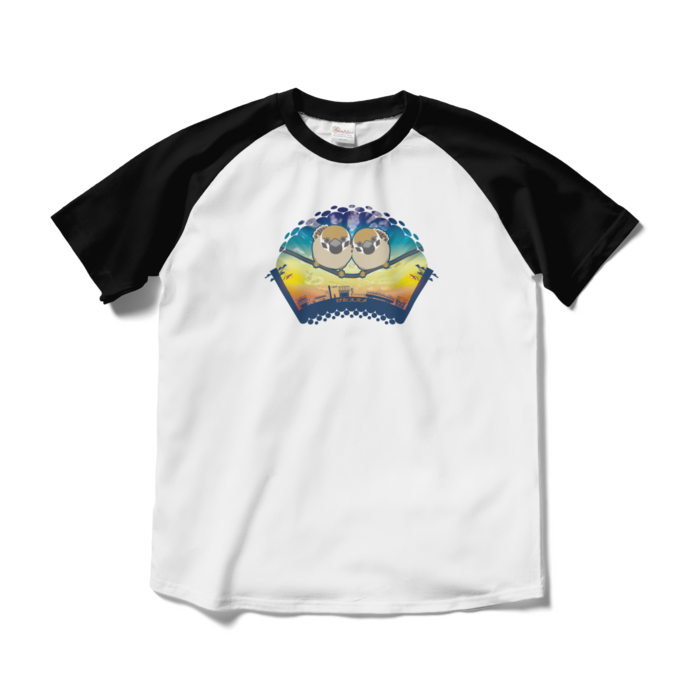 ラグランTシャツ - M - ホワイト×ブラック