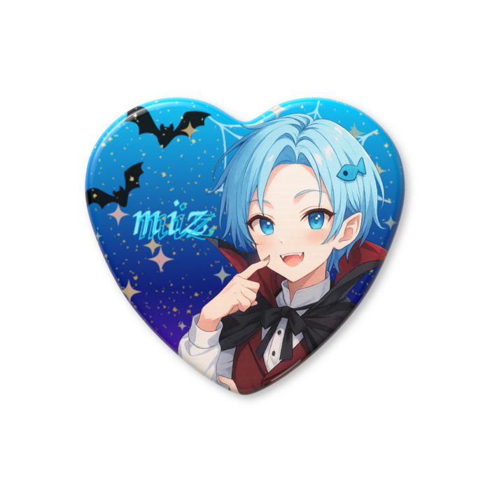 ハート缶バッジ - 57 × 52.5mm