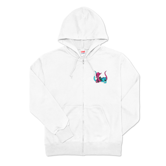 ジップパーカー - M - 左胸（ホワイト）